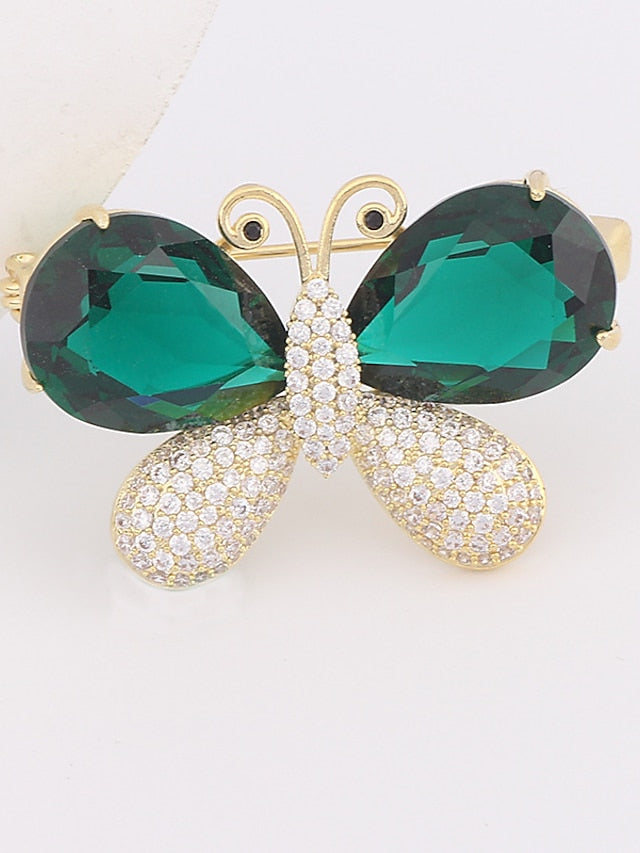 Women's Brooches Retro Butterfly Luxury Sweet Brooch Jewelry Green Bowknot For Office Daily Prom Date Beach - LuckyFash™