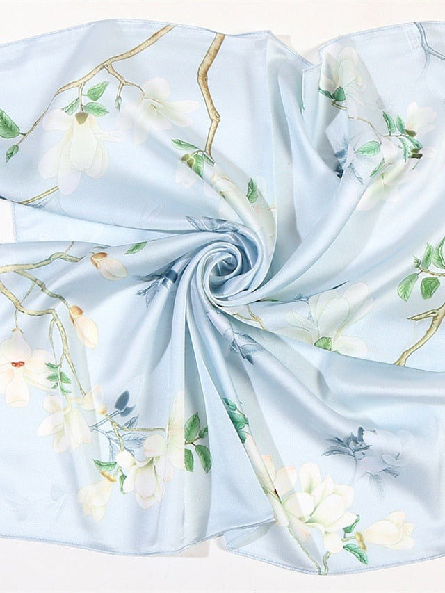 Fashion Scarf For Women Floral Print Silk Satin Hijab Scarfs Small Square Spring Summer Neckerchief Bandana Scarves For Ladies - LuckyFash™