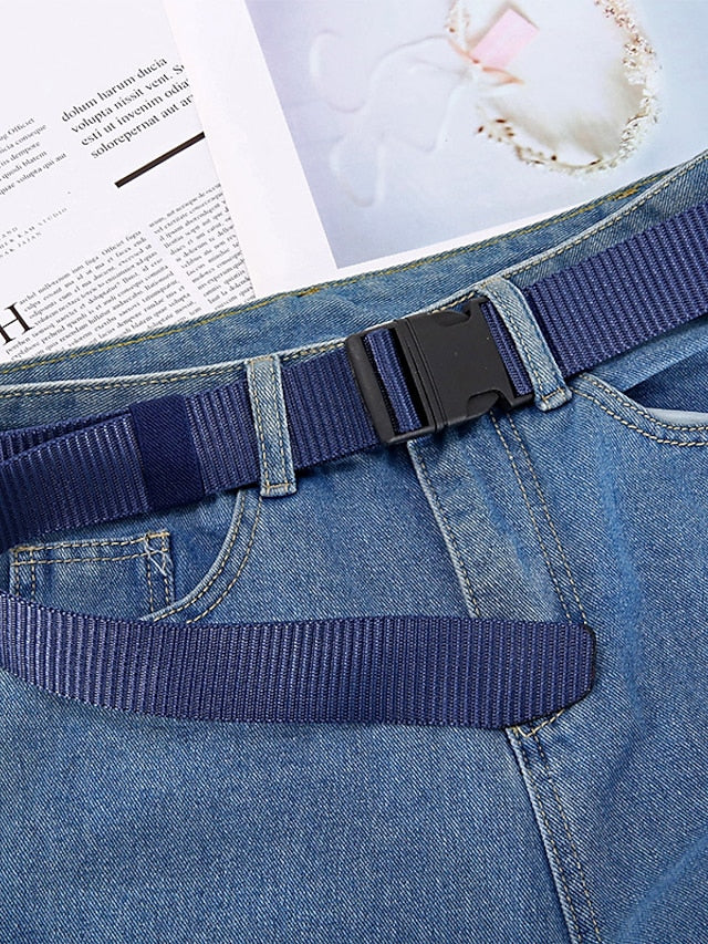 Men's Women's Web Belt Canvas Plastic Buckle Plain Classic Casual Work Daily Black Blue Green Coffee - LuckyFash™
