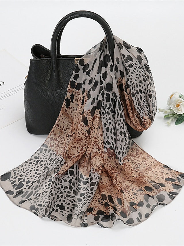 Bohemian Chiffon Scarf Women Muslim Hijab Leopard Print Scarves Thin Style Beach Sunscreen Shawl Wrap Bandana for Women - LuckyFash™