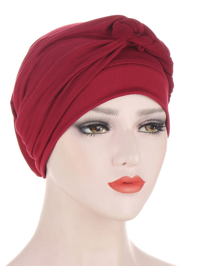 Women Lady Muslim One Half Braid Head Turban Wrap Cover Soft Hat Hair Loss Bonnet Beanies - LuckyFash™