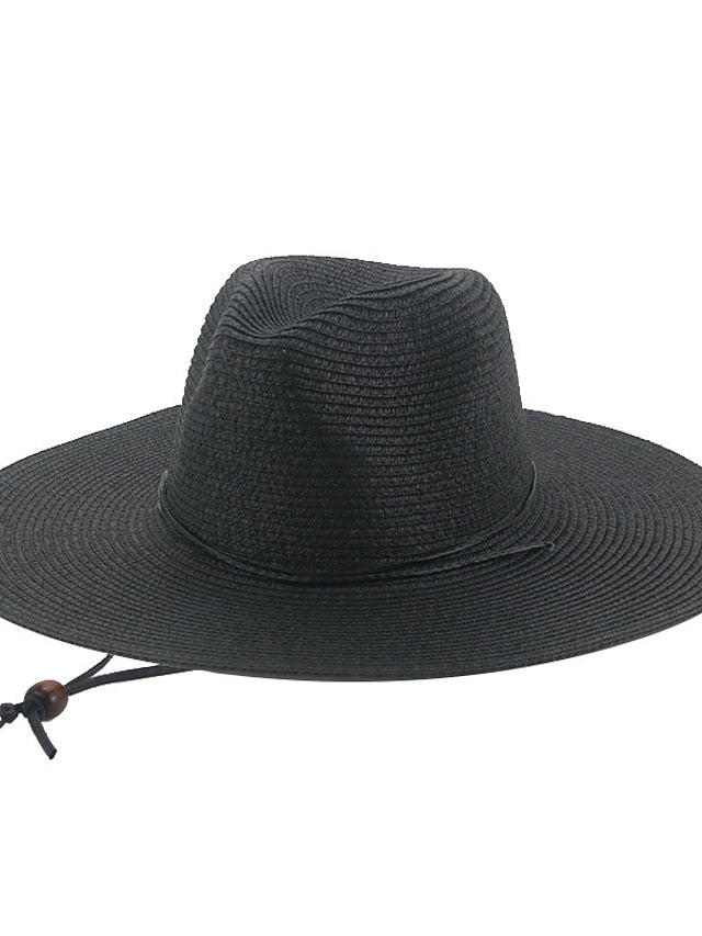 Women's Hat Straw Hat Black Khaki Beige Outdoor Daily Holiday Braided Pure Color Portable Sun Protection Breathable - LuckyFash™