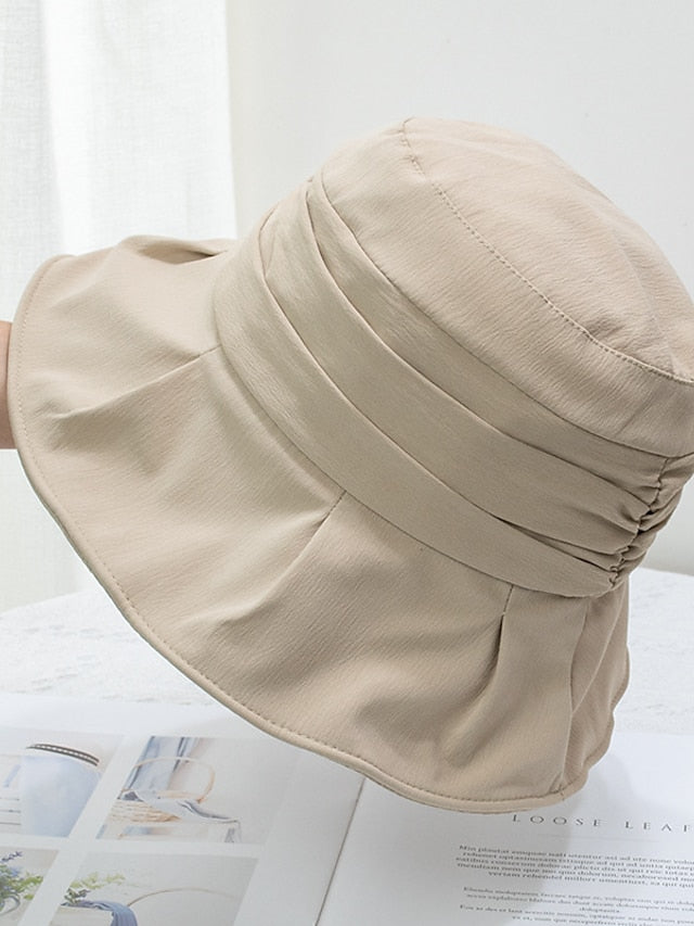 Simple Bucket Hat Women Summer Spring Fisherman Cap Female Wrinkled Wide Brimmed Ladies  Outdoor Casual Sunshade Hats - LuckyFash™