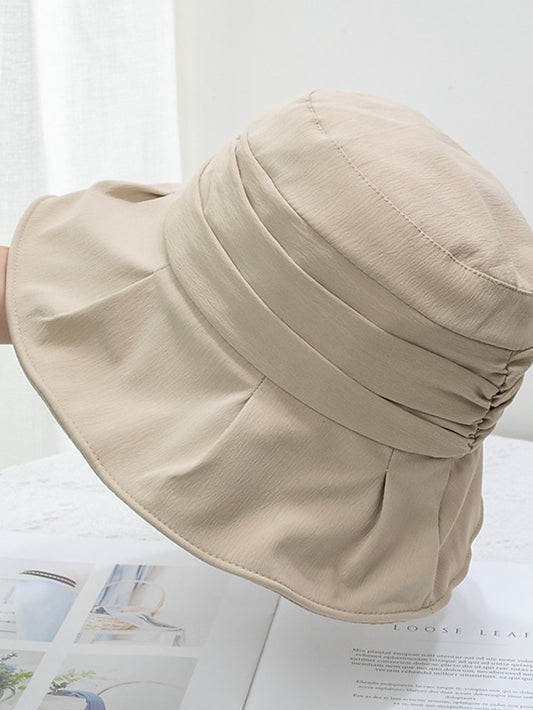 Simple Bucket Hat Women Summer Spring Fisherman Cap Female Wrinkled Wide Brimmed Ladies  Outdoor Casual Sunshade Hats - LuckyFash™