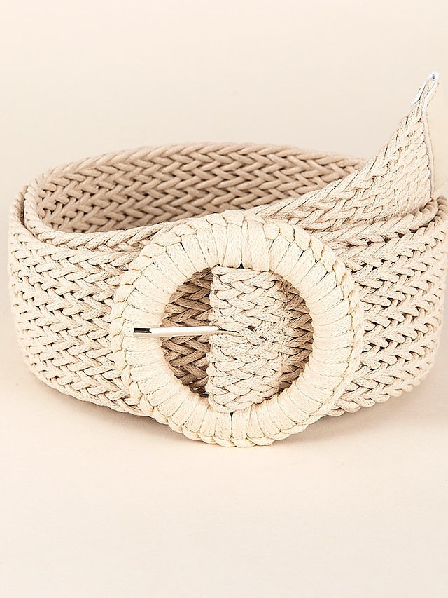 Women's Belt Straw Beige Wide Belt Office Daily Pure Color / Spring / Summer / Fall / Winter - LuckyFash™