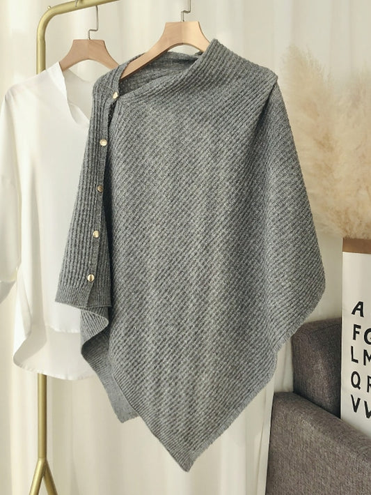 New Autumn Winter Women Ladies Thick Knitting Cape Coat Warm Poncho Oblique Stripe Coat Bohemian Shawl Scarf Solid Women Scarf - LuckyFash™