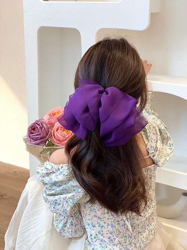 this issue must enter -5! mesh temperament big bow top clip back head hairpin 2022 net red new headwear - LuckyFash™