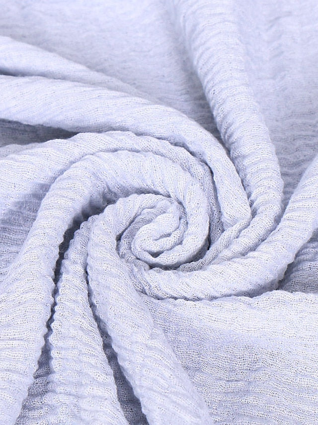 Plain Wrinkle Wrap Cotton Viscose Long Shawl Scarf Women Crinkle Hijab Shawl Muslim Head Hijab Scarf - LuckyFash™