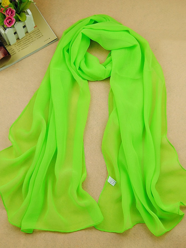 Women's Chiffon Scarf Dailywear Daily Date Red Pink Scarf Pure Color / Basic / Fall / Winter / Spring - LuckyFash™