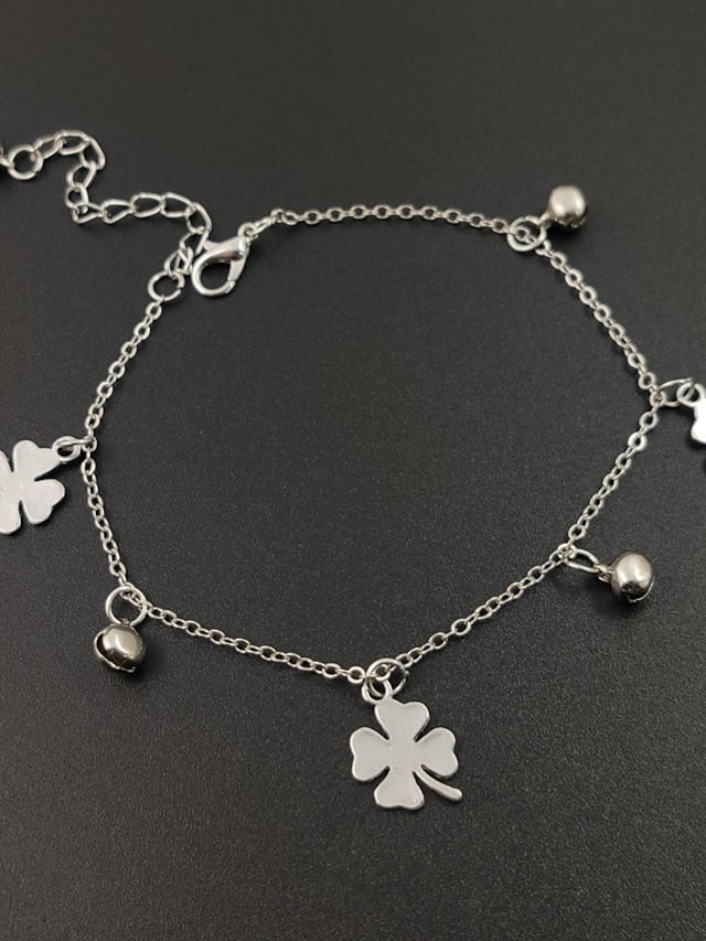 Ankle Bracelet Cute Simple Women's Body Jewelry For Daily Holiday Classic Alloy Flower Silver Gold 1PC - LuckyFash™