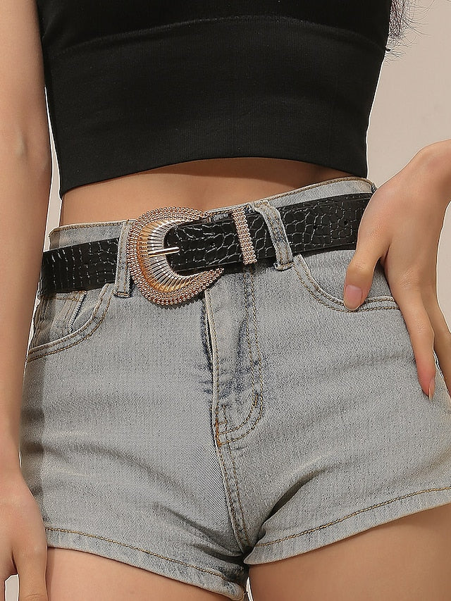 Women's Belt PU Black Waist Belt Dailywear Date Plaid Pure Color - LuckyFash™