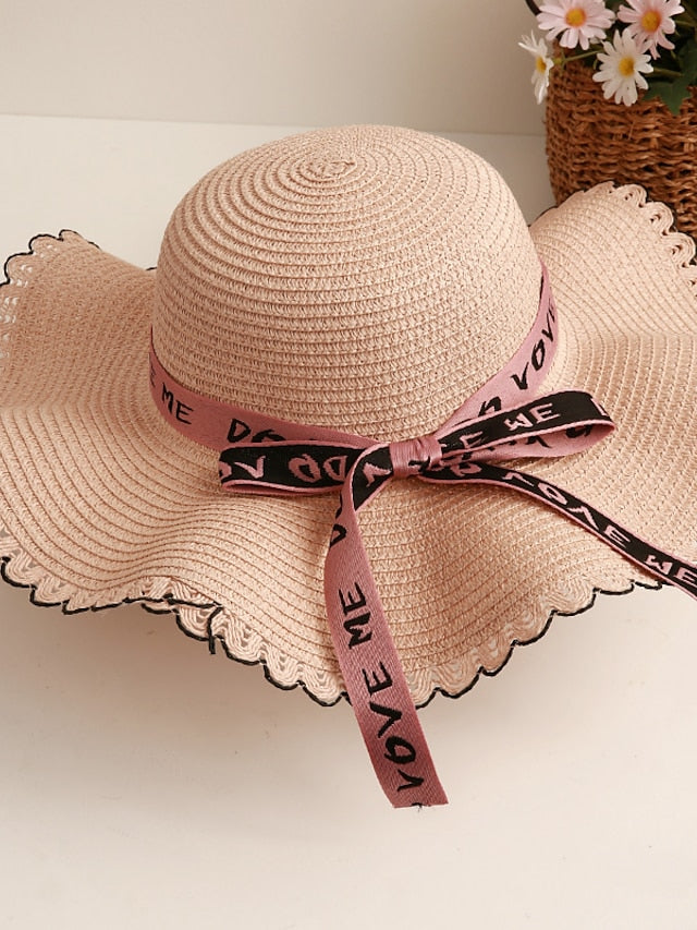 Women's Sun Hat Straw Hat Holiday Straw Vacation Beach Sunscreen Breathability Casual / Daily 1 pcs - LuckyFash™