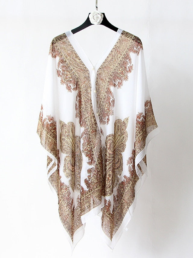 Fashion Women Scarf Shawl Poncho Printed Sunscreen Scarf Sun Protection Shawl Beach Shawl Bikini Cover Soft Comfortable - LuckyFash™