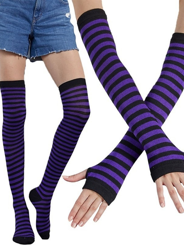 Women's Christmas Stockings Gloves Set Colorful Polyester Cotton Simple 1 Pair - LuckyFash™