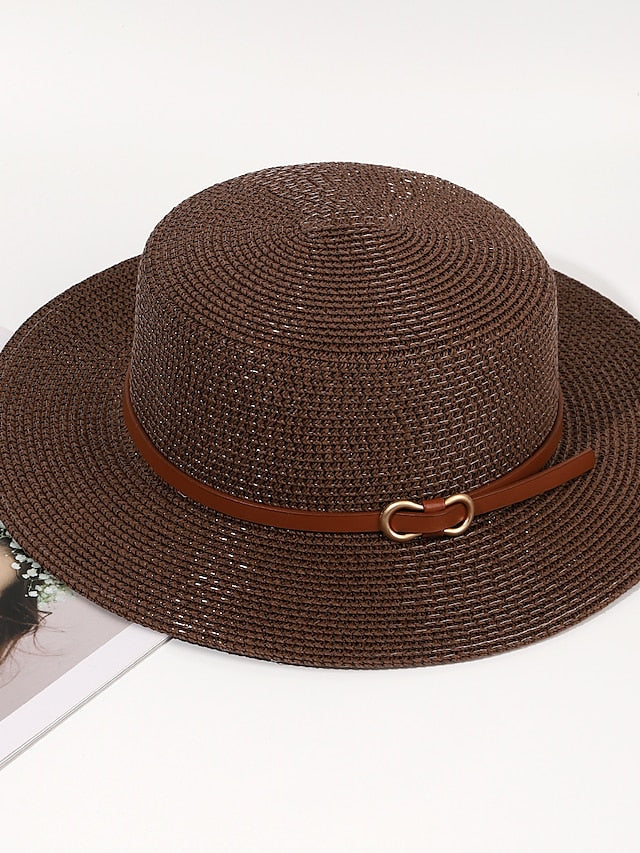 Women's Sun Hat Straw Hat Holiday Straw Vacation Casual Beach Sunscreen Breathability Comfortable 1 pcs - LuckyFash™