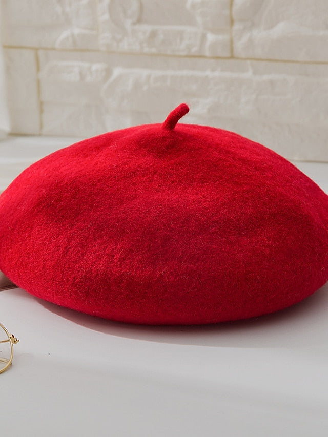 Women's Hat Beret Hat Black Pink Wine Outdoor Street Dailywear Fleece Pure Color Warm Breathable - LuckyFash™