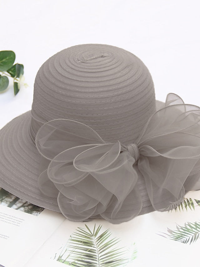 Women's Party Hat Party Wedding Street Mesh Bowknot Ribbon bow Dark Blue Beige Hat Black White Red Green Purple - LuckyFash™