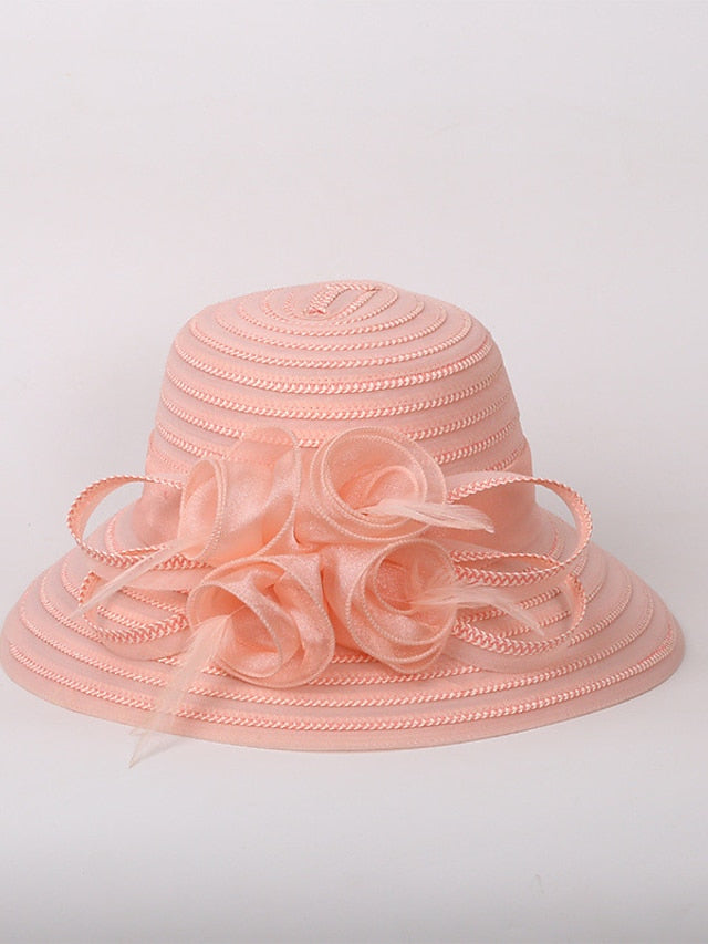 Women's Hat Bucket Hat Straw Hat Blue Pink Beige Party Outdoor Dailywear Floral Floral Windproof Comfort Breathable - LuckyFash™