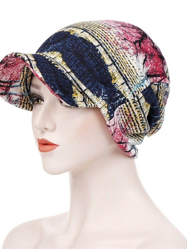 Women's Print Beanies Hat Female Autumn Winter Cotton Baseball Hats Ponytail Vintage Warm Turban Cap Visors Caps - LuckyFash™