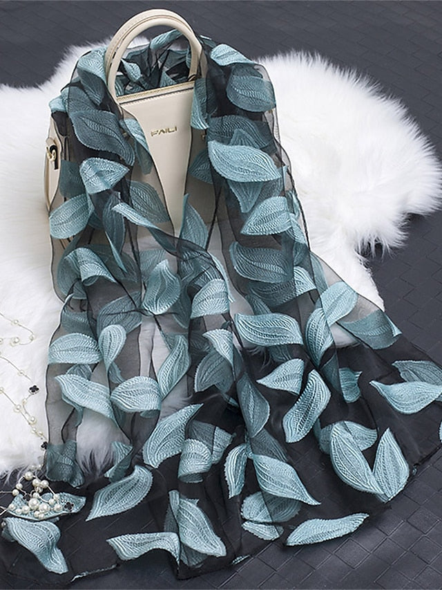 Women's Women's Shawls & Wraps Street Daily Date Wine Green Scarf Florals / Party / Silk / Cute / Fall / Winter - LuckyFash™