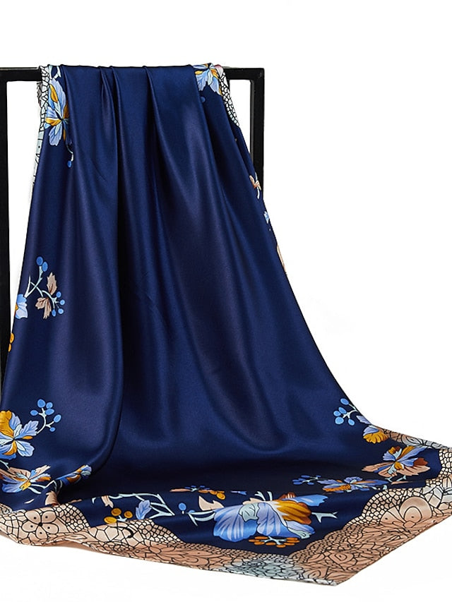Fashion Shawls Women Daily Bandannas New Print Sunscreen 90X90CM Kerchief Spring Summer Square Silk Scarves - LuckyFash™