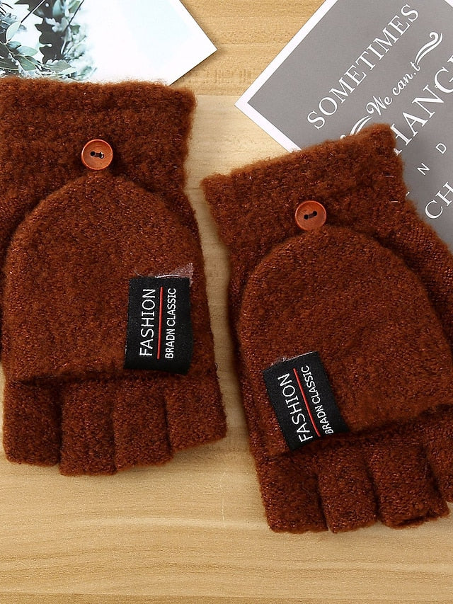 Men's Women's Fingerless Gloves Warm Winter Gloves Gift Daily Letter Polyester Acrylic Fibers Simple Warm 1 Pair - LuckyFash™