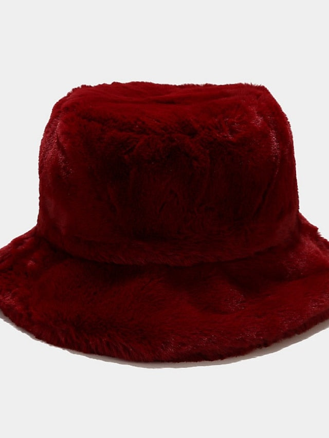 Winter Solid Fur Fluffy Bucket Hats Women Outdoor Warm Sun Hat Soft Furry Fisherman Cap Girl Fashion Panama Cap - LuckyFash™