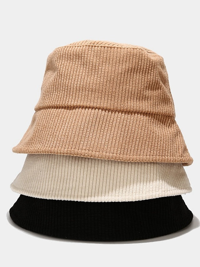 Fall Winter Classic Corduroy Bucket Hat Outdoor Panama Harajuku Style Fishing Bucket Hats For Female Male Unisex  Casual Solid Cap - LuckyFash™
