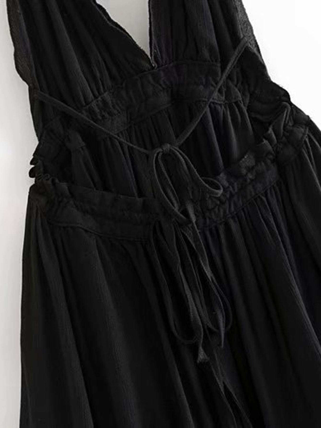 Open Back Layered Halter Dress - LuckyFash™