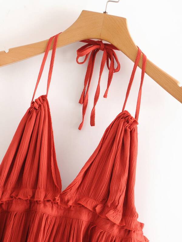 Open Back Layered Halter Dress - LuckyFash™