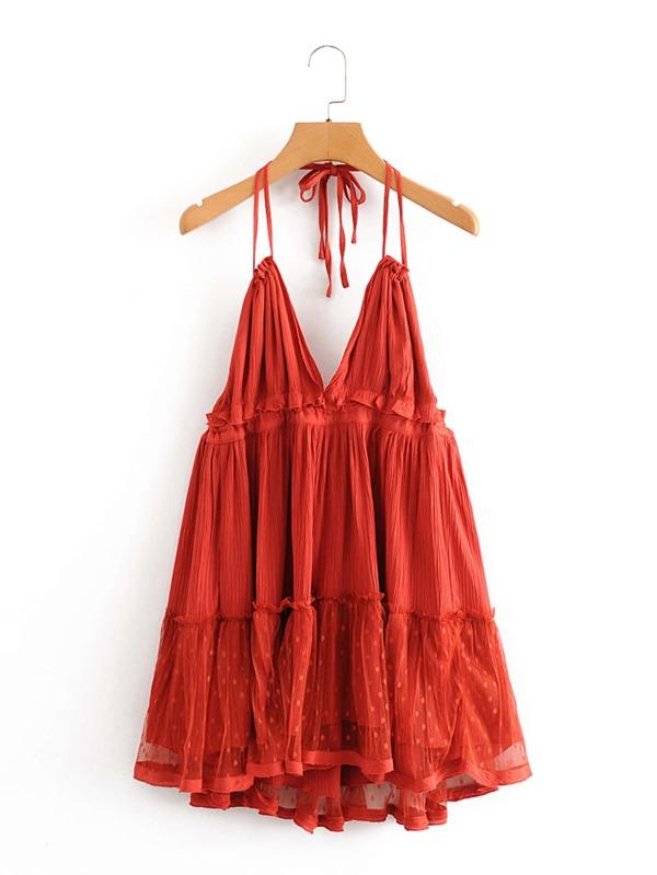 Open Back Layered Halter Dress - LuckyFash™