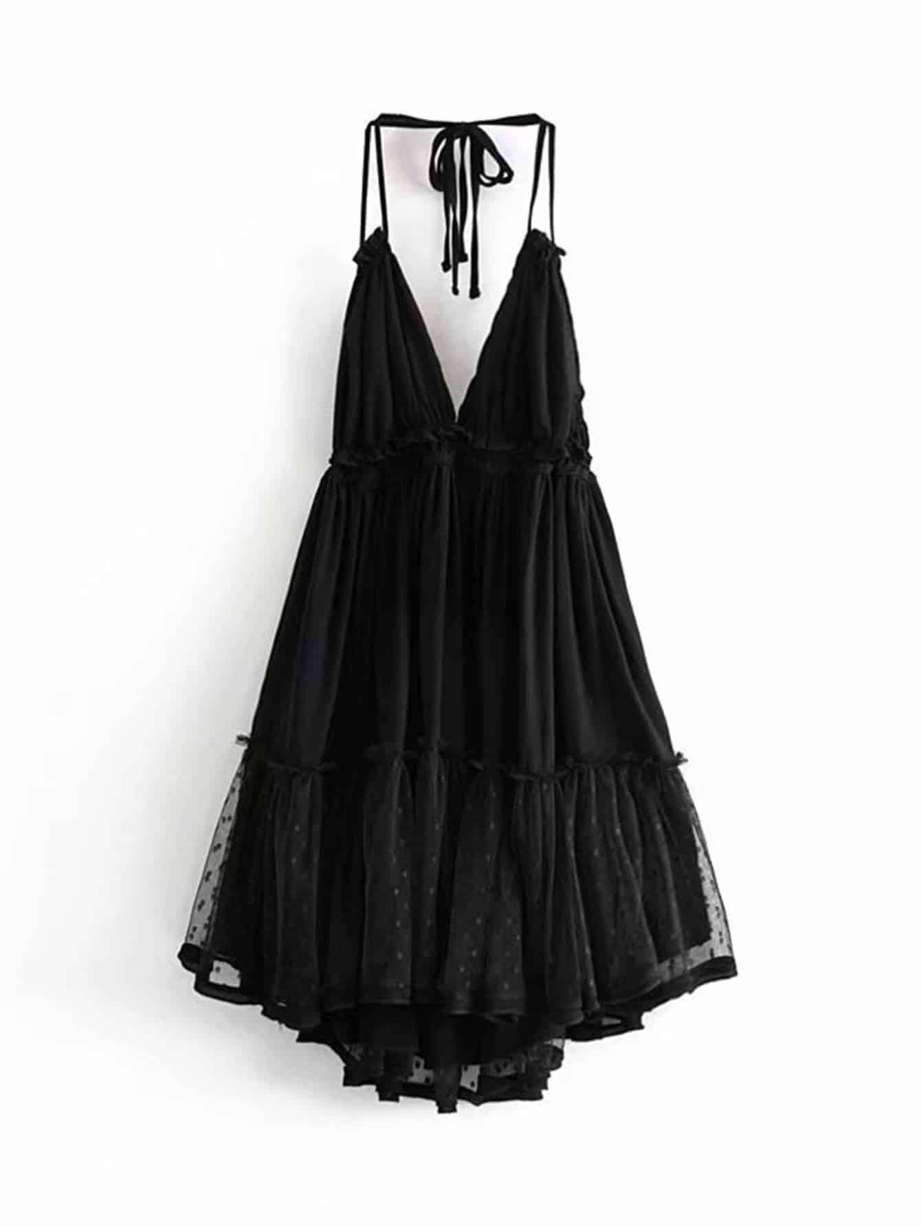 Open Back Layered Halter Dress - LuckyFash™