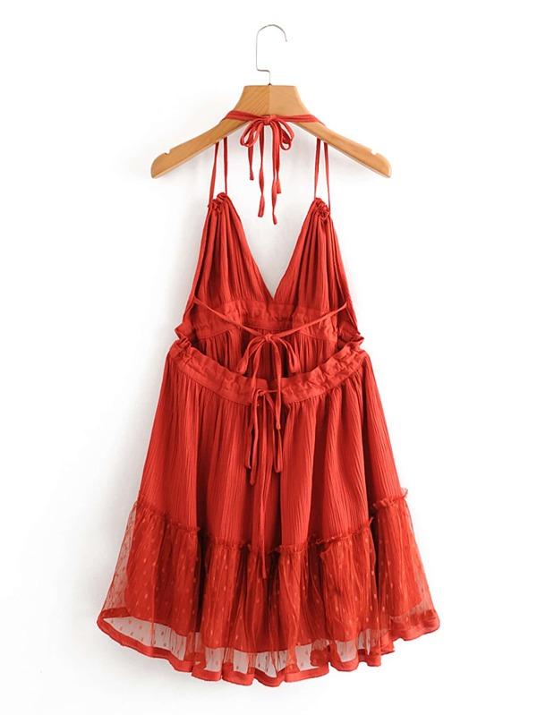 Open Back Layered Halter Dress - LuckyFash™