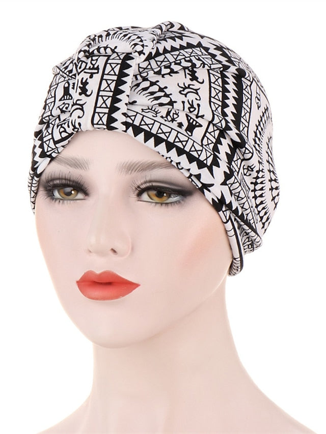 Casual Women Indian Arab Wrap Women Muslim Turban Caps Print Hijab Bonnet Inner Hijab Caps Muslim Headdress Ready To Wear - LuckyFash™