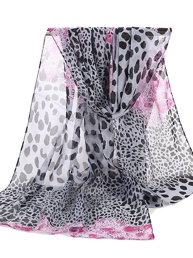 Women'S Korean Version Of Leopard Print Patchwork Chiffon Scarf Scarf - LuckyFash™