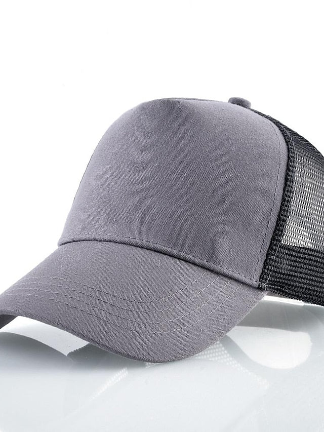 solid color cotton baseball cap european and american retro mesh cap peaked cap trucker hat men's spring and autumn simple tennis cap - LuckyFash™