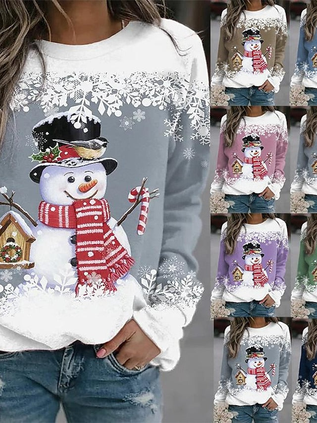 Hoodie Mixed Color Christmas Regular Winter White and Blue Azure White / Black Gradient red Gradient blue for Women - LuckyFash™