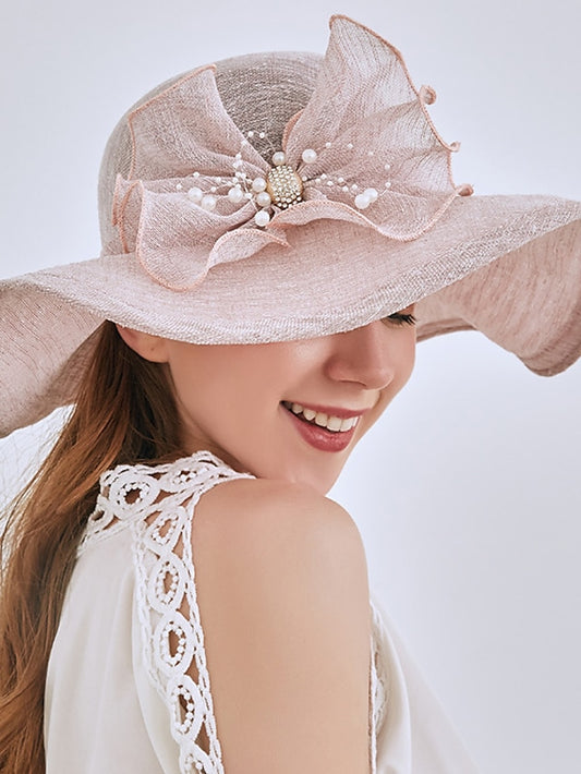 Women's Party Hat Party Wedding Street Bowknot Flower Yellow Gray Hat Pink Khaki Fall Summer Sun Hat - LuckyFash™