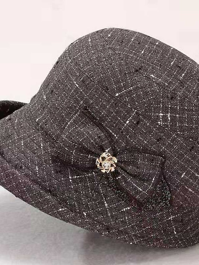 Women's Hat Party Hat Light Gray Dark Gray Red Wedding Party Daily Bow Plaid Portable Windproof Comfort - LuckyFash™