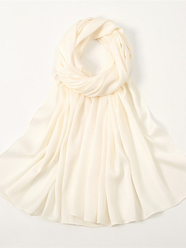 Crinkle Satin Hijab for Muslim Women Crepe Plain Shawl Wrinkle Solid Long Turban Islam Headscarf Solid Color Head Wrap Fashion - LuckyFash™