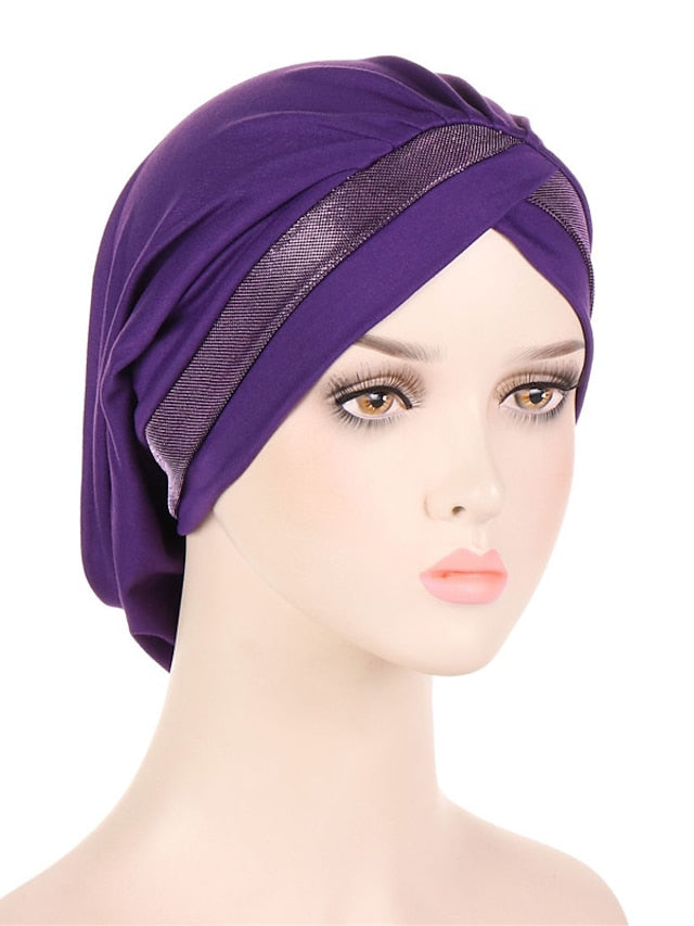 Women Turban Hat Cross Head Wrap Islamic Hijab Cap Solid Color Soft Headscarf Fashion Muslim Hats Scarf High Quality Hair Care Cap - LuckyFash™