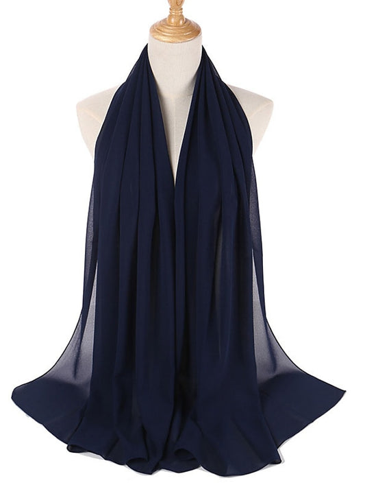 Women's Chiffon Scarf Party Dailywear Holiday Red Pink Scarf Pure Color - LuckyFash™