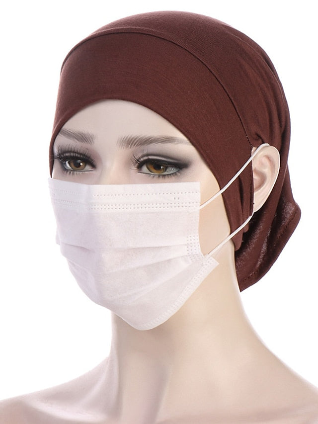 Soft Hood With Pierced Ears Inner Hijab Caps Muslim Stretch Turban Cap Islamic Underscarf Bonnet Hat Female Turbante - LuckyFash™