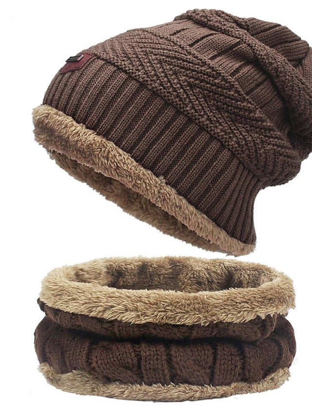 Men's Women's Slouchy Beanie Hat Winter Warm Set Outdoor Home Daily Solid / Plain Color Knitting Casual Casual / Daily 1 Pack - LuckyFash™