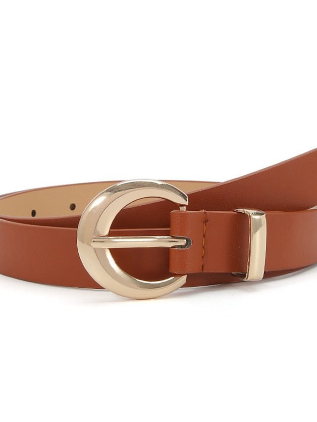 Women's Unisex PU Buckle Belt PU Leather Metal Bucke Plain Casual Classic Party Daily White Black Pink Red - LuckyFash™