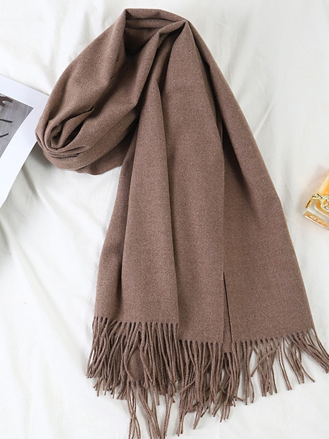 Women's Women's Shawls & Wraps Party Black Scarf Pure Color / Basic / Red / Fall / Winter / Polyester - LuckyFash™