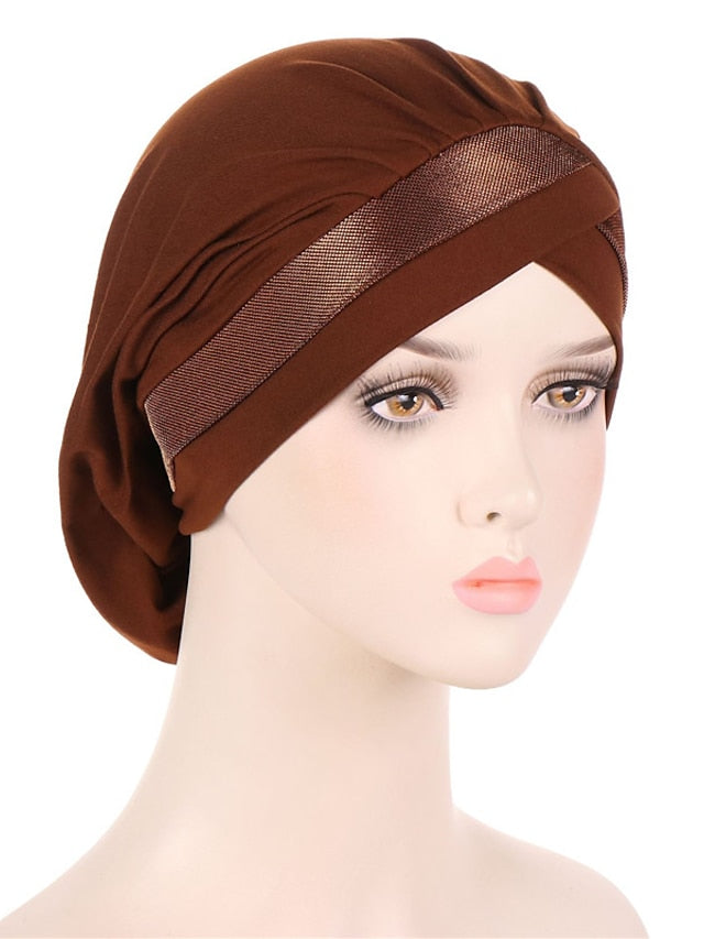 Women Turban Hat Cross Head Wrap Islamic Hijab Cap Solid Color Soft Headscarf Fashion Muslim Hats Scarf High Quality Hair Care Cap - LuckyFash™