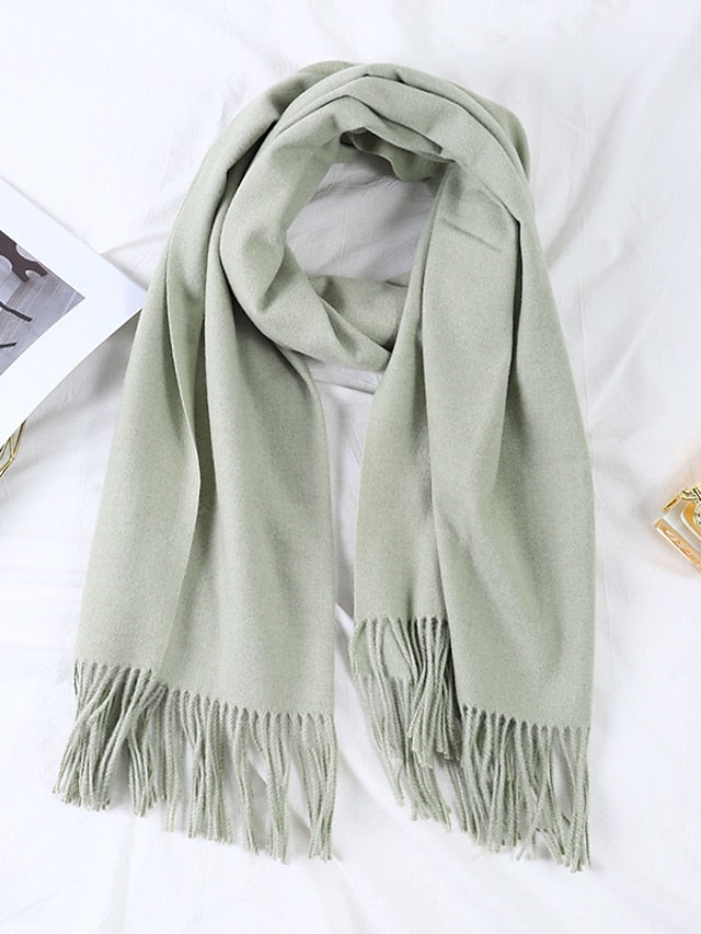 Women's Women's Shawls & Wraps Party Black Scarf Pure Color / Basic / Red / Fall / Winter / Polyester - LuckyFash™