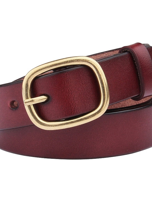 Women's Leather Belt Genuine Leather Cowhide Prong Buckle Geometric Formal Classic Daily Work Black Wine Brown Coffee - LuckyFash™