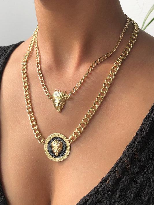 Plate Pendant Dual Lap Alloy Necklace - LuckyFash™